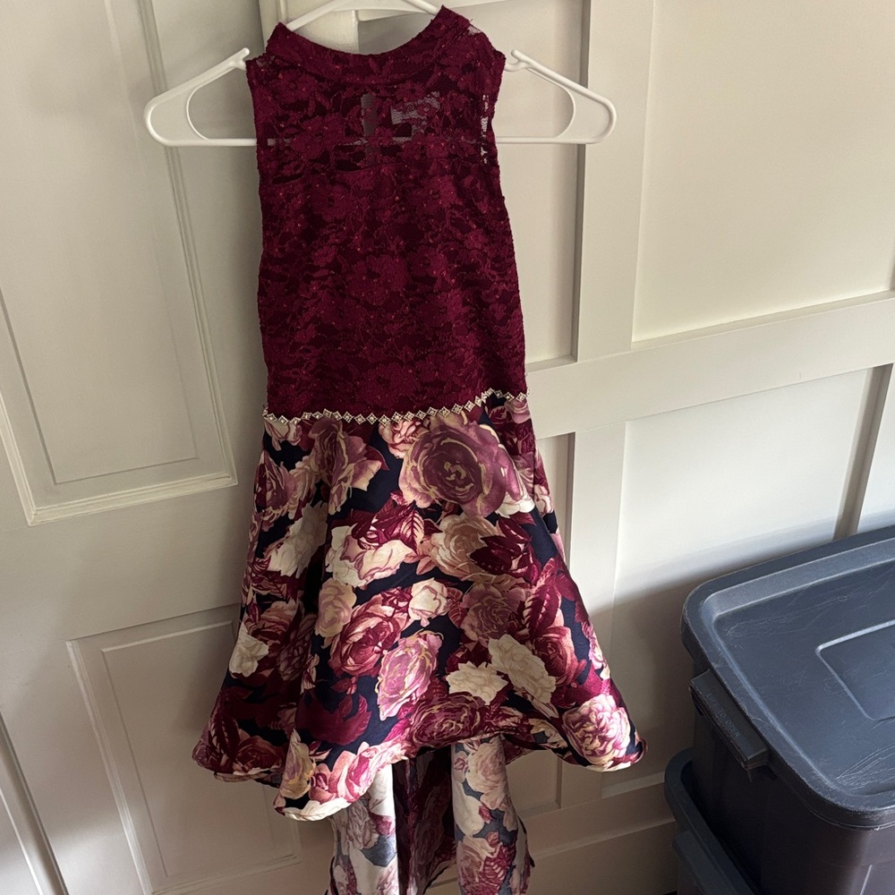 Speechless kids girls 14 Burgundy Floral High-Low Dress